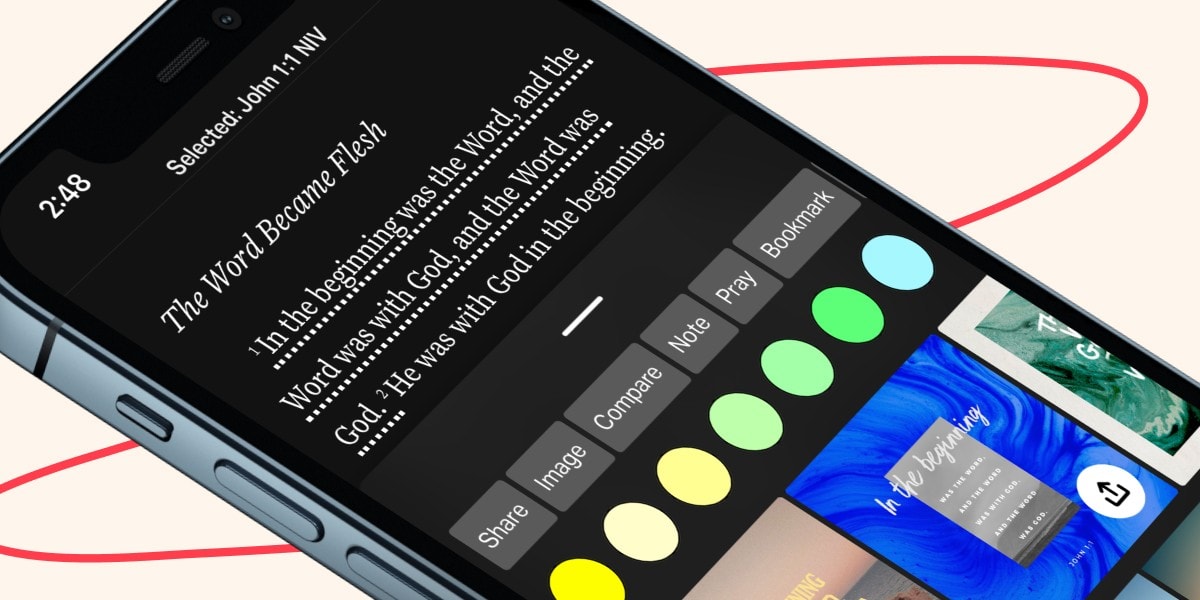 phone displays bible app