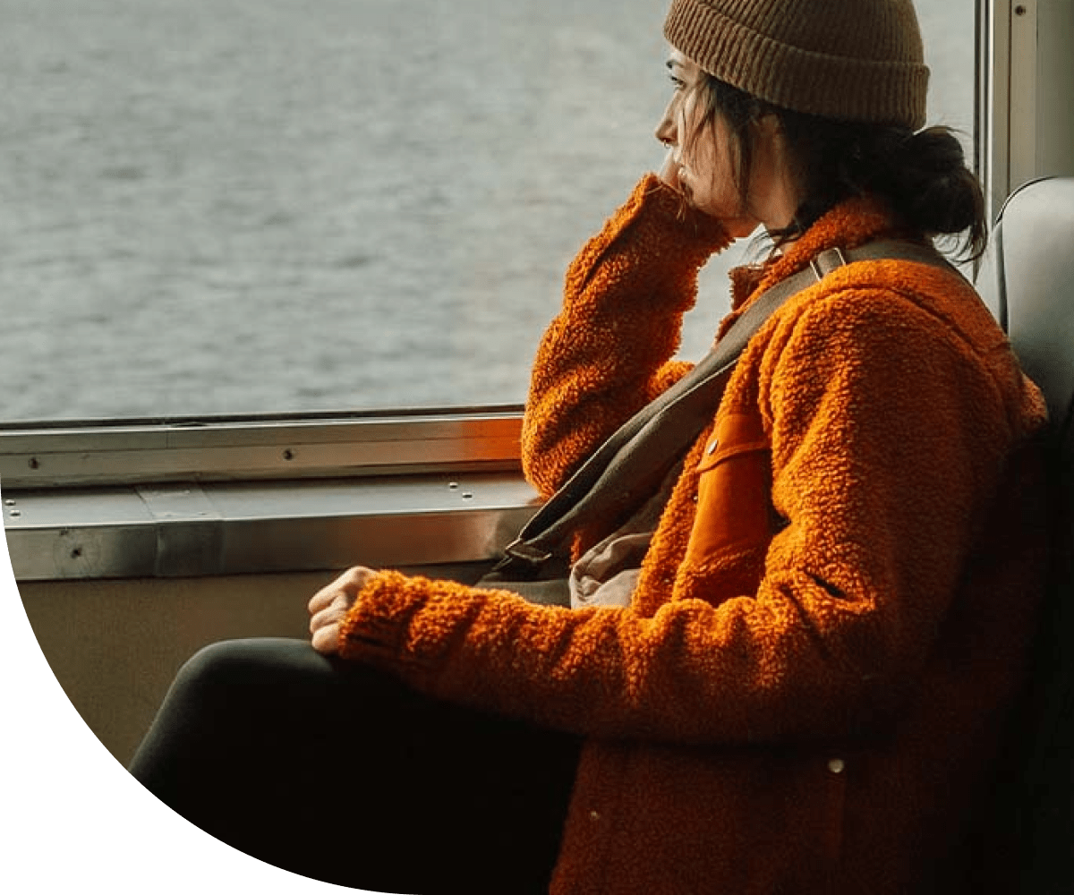 Person looking out the window