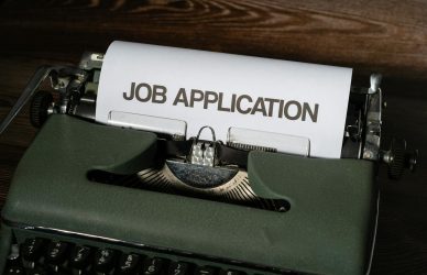 job application form on a vintage typewriter